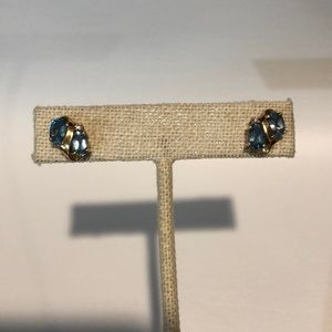 Aquamarine/diamond gold earrings